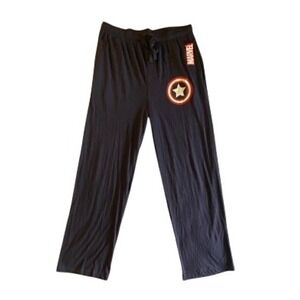 Marvel Captain America Pajama Pants Men's Large Navy Blue Shield Graphic NWT